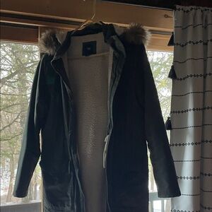 GAP Olive Utility Jacket with Faux Fur Trim
